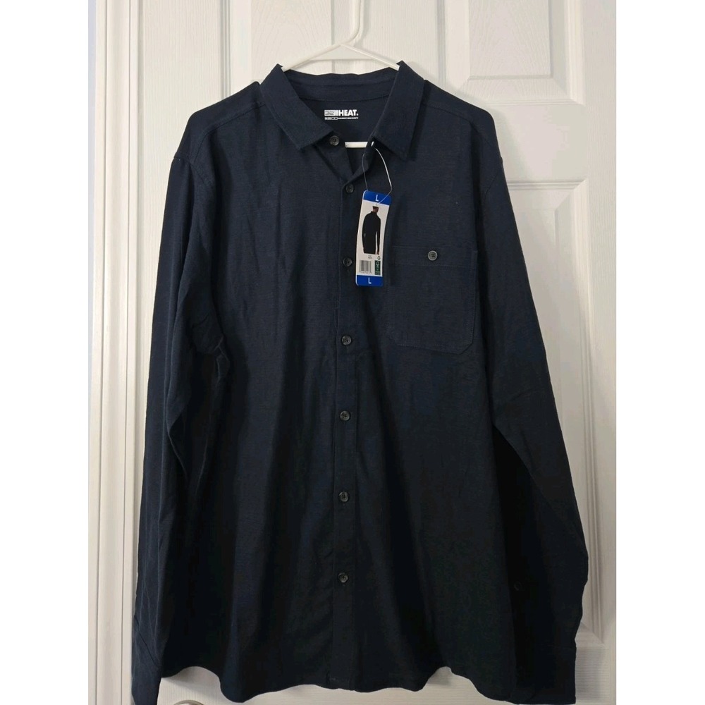 32 Heat Mens New Navy Long Sleeve Shirt Size Large